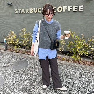 Basic Round Neck Knit Vest