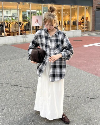 Loose-fit check shirt