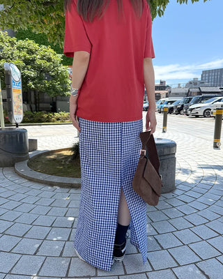 Gingham check maxi skirt