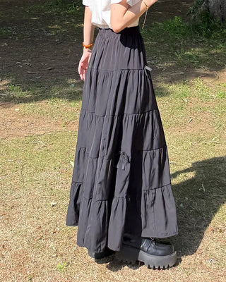 Ribbon detail can-can long skirt