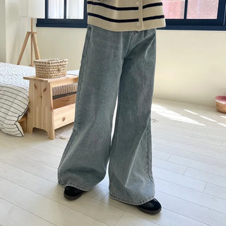 High-waisted bootcut denim pants