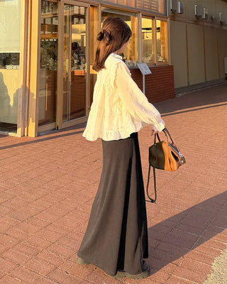 Ribbed maxi long skirt