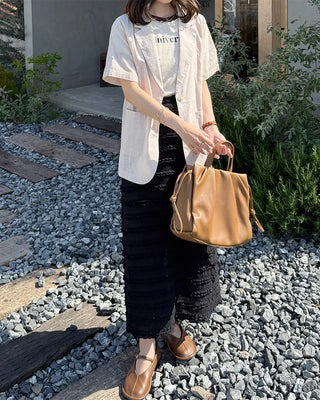 Linen Overfit Short-Sleeve Jacket