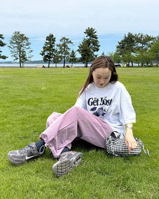 (Unisex) Nylon Check String Pants