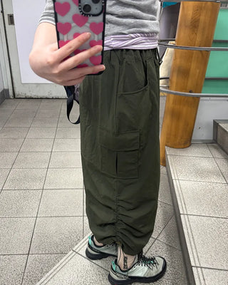 Side pocket nylon cargo skirt