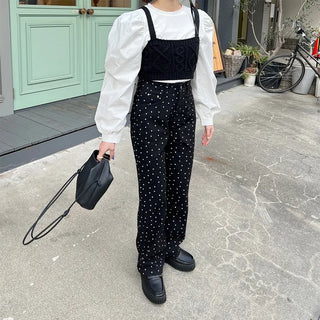 Small Flower Pattern Cotton Pants