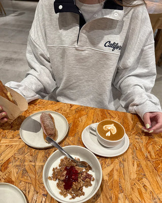 High-neck half-button sweatshirt