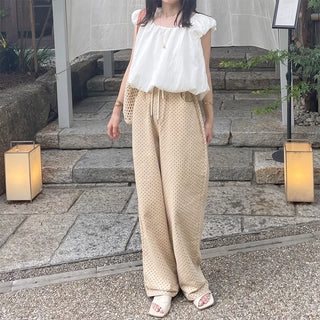 Back ribbon shirred blouse