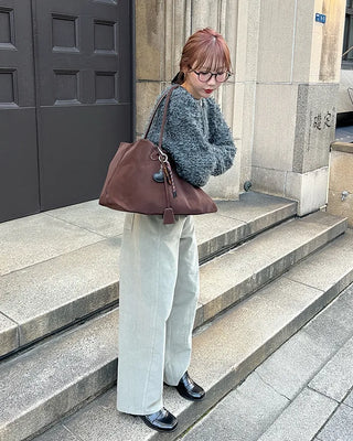 Suede Big Shoulder Tote Bag