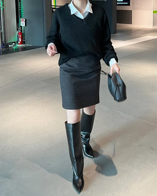 Simple wool midi skirt