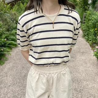 Striped short-sleeved knit