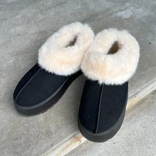 Suede fur loafers