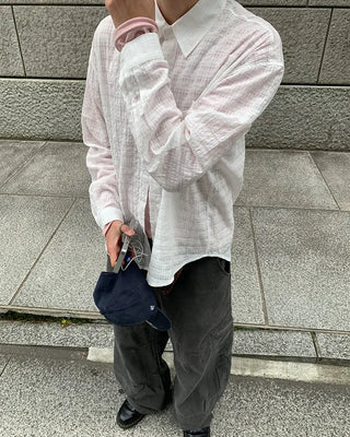 Checkered long-sleeved summer shirt