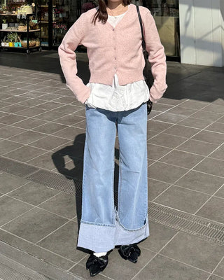 Wide bootcut denim pants