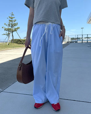 Color-blocked mini striped pants