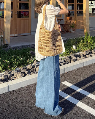 V-neck string punching blouse