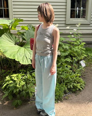 Wide striped easy pants