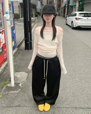 Sleeveless & Lace Long-Sleeve T-Shirt Set