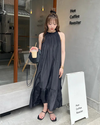 Halter neck detail long dress