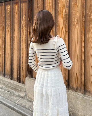 Striped off-shoulder knit