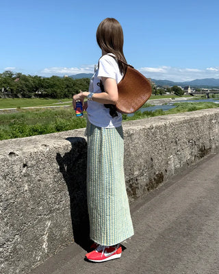 Washed stripe maxi skirt