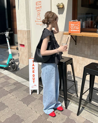 Basic straight wide-fit denim pants