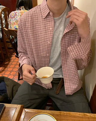 Simple checkered long-sleeved shirt