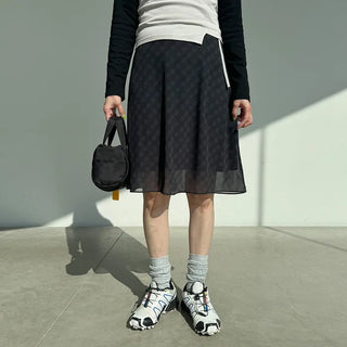 Checked midi skirt