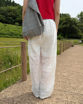 Flower Punching Wide Easy Pants