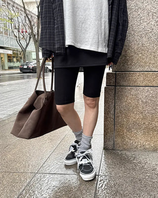 Mini skirt layered capri pants