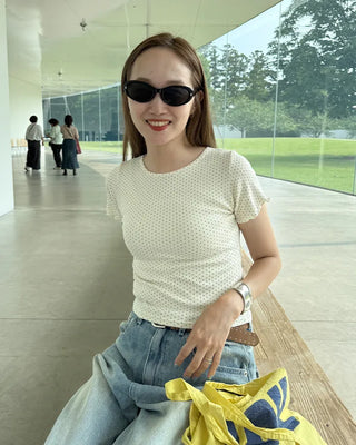 Polka Dot Short-Sleeve Round Neck T-Shirt