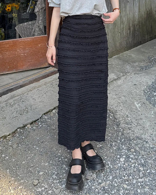 Wave frill long skirt