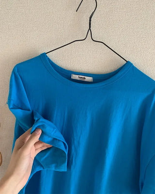 (Unisex) Two-tone layered cropped short-sleeve T-shirt