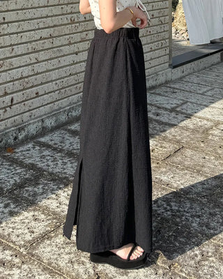 Embossed banding maxi skirt