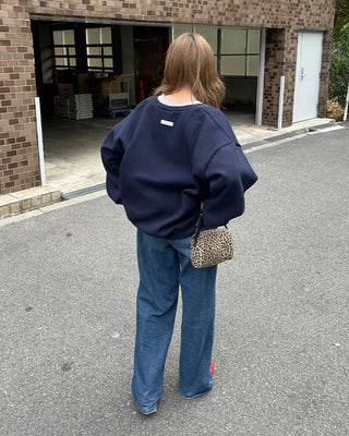 Brushed fleece deep V-neck sweatshirt