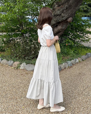Checked long skirt