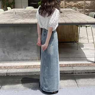 Flower pattern short-sleeved blouse