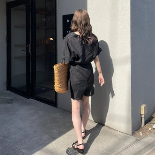 Linen short jumpsuit