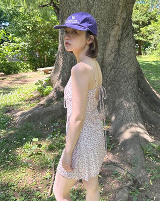 Flower pattern camisole mini dress