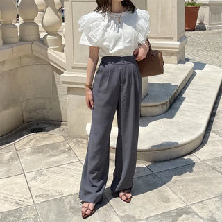 Two-button basic fit slacks