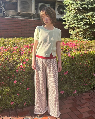 Asymmetrical Button Short Sleeve Knit