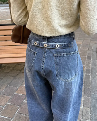 Wide vintage wash denim pants
