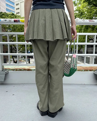 Pleated skirt wide slacks
