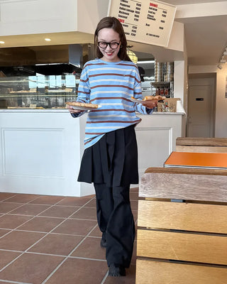 Pleated skirt and slacks set