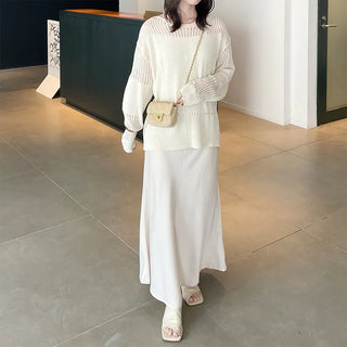 Boat neck sheer knit