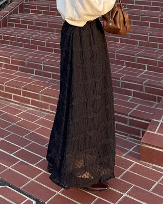 Polka Dot Frill Long Skirt