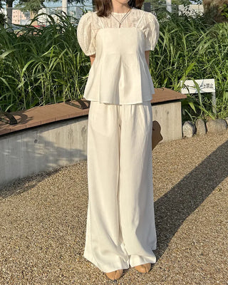 Pintuck bustier and slacks set