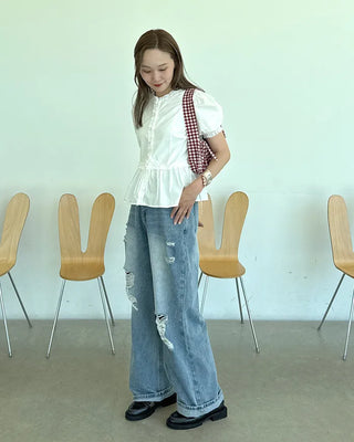 Vintage distressed denim pants