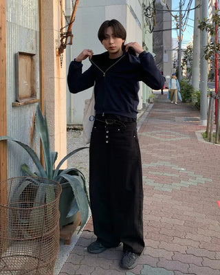 Waffle Semi-Cropped Long-Sleeve T-Shirt