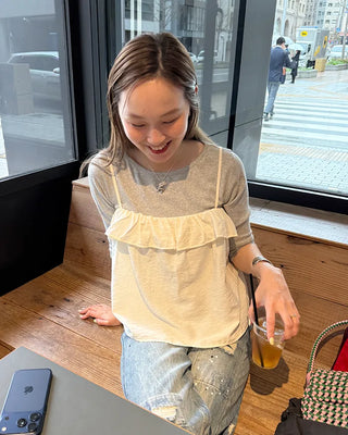 Bateau neck cropped sleeve shirt